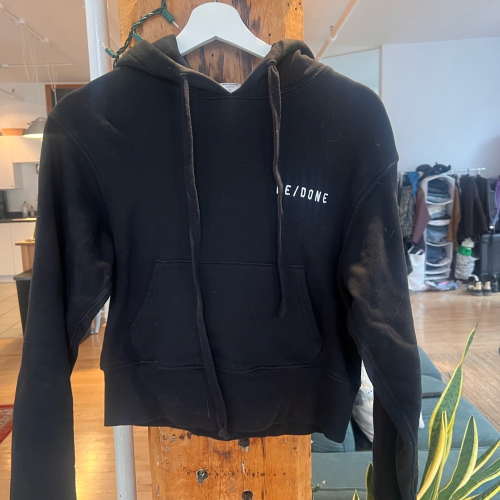 Re/Done Black Hoodie with Drawstring
